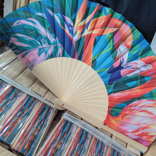 Tropical Romance | Flamingo Hand Fans